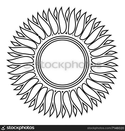 Sunflower flower Sun icon outline black color vector illustration flat style simple image