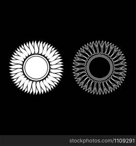 Sunflower flower Sun icon outline set white color vector illustration flat style simple image