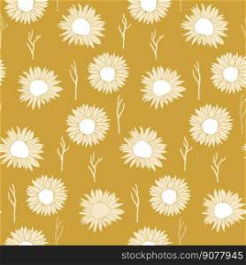 Sunflower head flower seamless pattern for textile or surface. Vector background