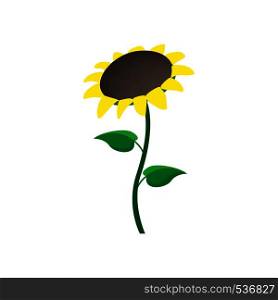 Sunflower icon in cartoon style on a white background. Sunflower icon, cartoon style