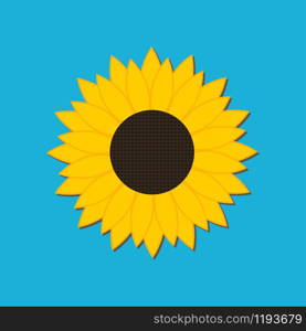Sunflower icon vector isolated on blue background. Sunflower icon vector isolated on blue