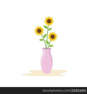 sunflower in vase icon vector element design template web