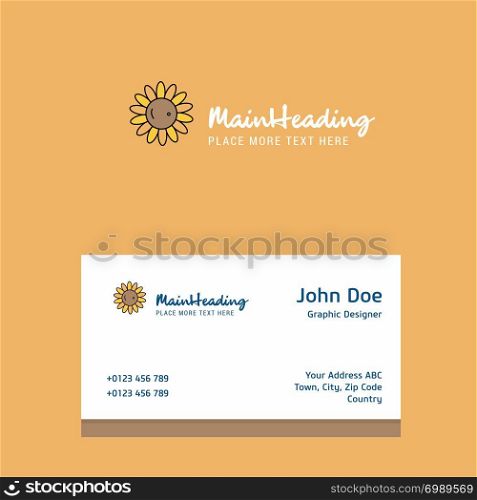 Sunflower logo Design with business card template. Elegant corporate identity. - Vector