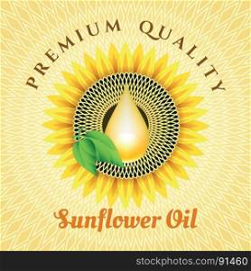 Sunflower oil label. Sunflower oil vector label. Vegetable field refined sunflowers oil banner