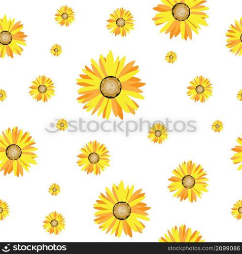 Sunflower on white background. Seamless pattern. Vector illustration.