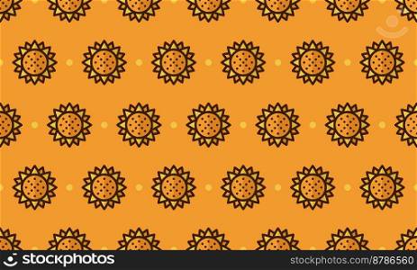 Sunflower pattern with cartoon sunflowers. Seamless sunflower background. Summer and spring seamless pattern with flat style sunflowers. Vector illustration