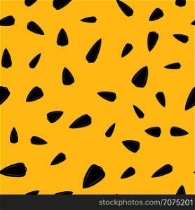 Sunflower Ripe Black Seed Seamless Pattern Isolated on Yellow Background. Sunflower Ripe Black Seed Seamless Pattern
