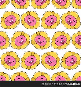sunflower smile seamless pattern textile print