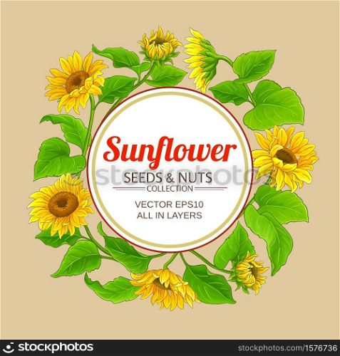 sunflower vector frame on color background. sunflower vector frame