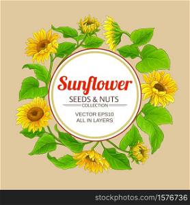 sunflower vector frame on color background. sunflower vector frame