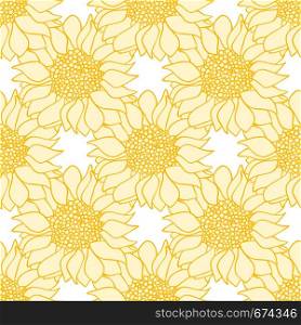 Sunflowers flowers seamless pattern in yellow and white colors. Vector illustration. Sunflowers flowers seamless pattern in yellow and white colors.