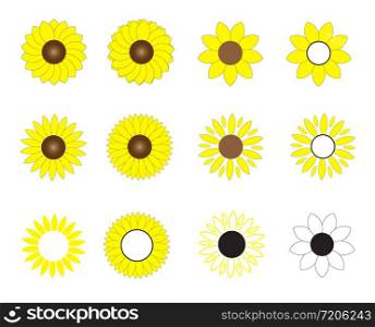 sunflowers icon on white background. flat style. sun flowers icon for your web site design, logo, app, UI. sun flowers symbol. flowers sign. sun flowers logo.
