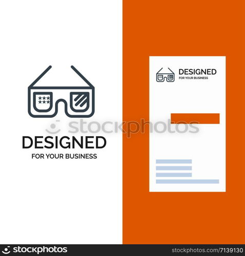 Sunglasses, Glasses, American, Usa Grey Logo Design and Business Card Template