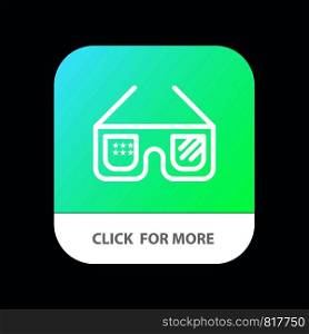 Sunglasses, Glasses, American, Usa Mobile App Button. Android and IOS Line Version