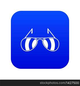 Sunglasses icon digital blue for any design isolated on white vector illustration. Sunglasses icon digital blue