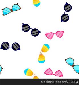 Sunglasses Icon Seamless Pattern Vector. Summer Beach Sunglasses Icons Silhouette. Elegance Wear. Sun Protection. Illustration. Sunglasses Icon Vector Seamless Pattern