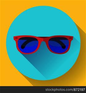 Sunglasses icon with long shadow. Flat design style.. Sunglasses icon with long shadow. Flat design style