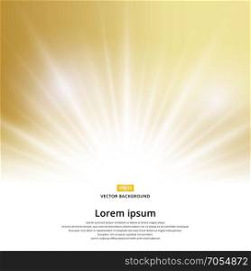 sunlight effect sparkle on gold background with copy space. Abstract vector illustration