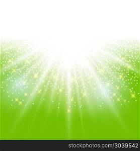 sunlight effect sparkle on green background with glitter copy space. Abstract vector illustration. sunlight effect sparkle on green background with glitter copy sp