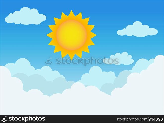 Sunny and cloudy with blue sky background - vector illustration