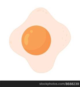 Sunny side egg semi flat color vector object. Product for breakfast. Editable element. Full sized item on white. Eatery simple cartoon style illustration for web graphic design and animation. Sunny side egg semi flat color vector object