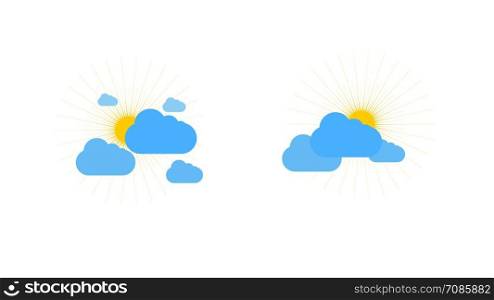 Sunny weather sign icon on white background. Yellow sun illustration.. Sunny weather sign icon on white background. Yellow sun illustration