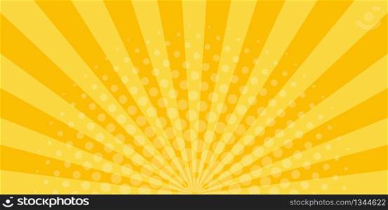 Sunrays on orange background with halftone effects. Radial retro lines. Sunny wallpaper of summer and autumn. Shiny pattern dawn or sunset. Cartoon sunbeam design. Sunburst gradient. 60s, 70s Vector.. Sunrays on orange background with halftone effects. Radial retro lines. Sunny wallpaper of summer and autumn. Shiny pattern dawn or sunset. Cartoon sunbeam design. Sunburst gradient. 60s, 70s Vector
