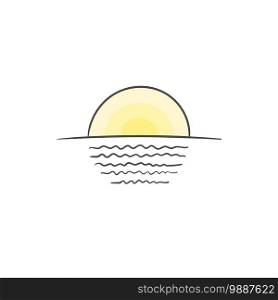 Sunrise doodle icon. Hand drawn sunrise. Trendy style. Vector illustration