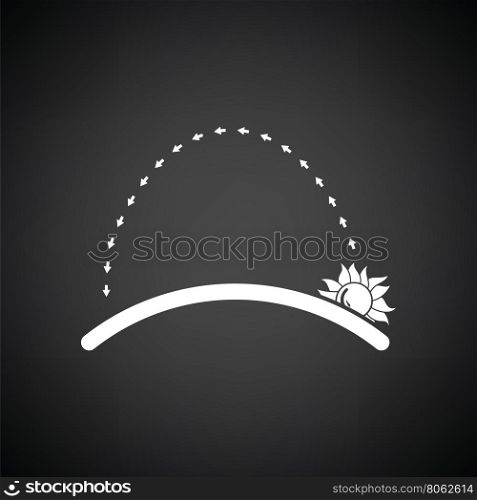 Sunrise icon. Black background with white. Vector illustration.