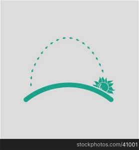Sunrise icon. Gray background with green. Vector illustration.