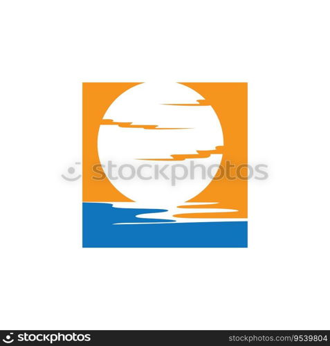 Sunrise logo template. Vector illustration Icon Logo Template Sun over horizon