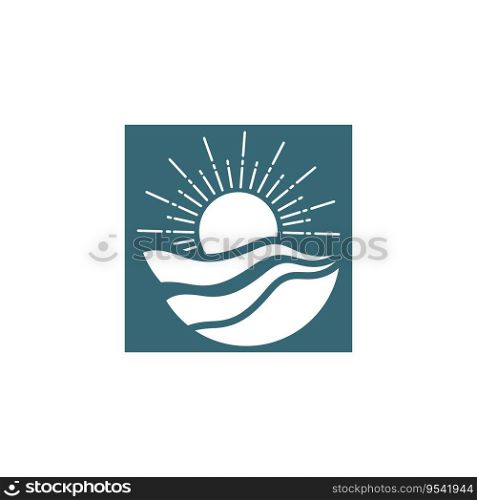 Sunrise logo template. Vector illustration Icon Logo Template Sun over horizon