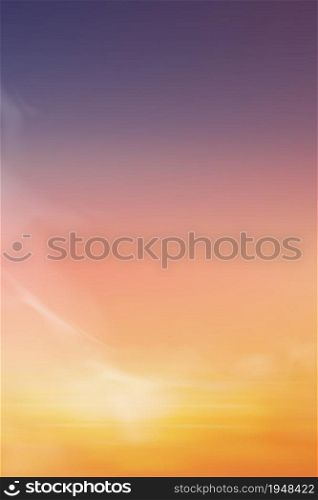 Sunrise Morning in Purple,Orange,Yellow and Pink sky with cloud,Vertical Dramatic twilight landscape Sunset in evening,Vector horizon dusk Sky banner of sunrise or sunlight for four seasons background