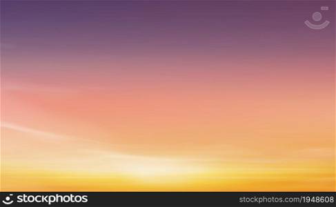 Sunrise Morning in Purple,Pink,Yellow and Orange Sky,Vector illustration Background Dramatic twilight landscape with Sunset in evening,Horizon colourful Dusk Sky banner of Sunlight for four season