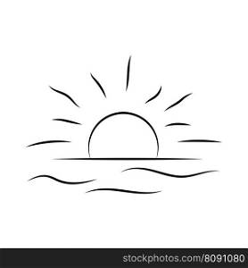 Sunrise over the sea. Sunset over the ocean. The sun is over the water. Vector line icon. Editable stroke. Sunrise over the sea. Sunset over the ocean. The sun is over the water. Vector line icon. Editable stroke.