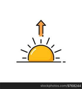 Sunrise, weather forecast sun icon, color outline vector symbol. Weather forecast app and climate meteorology widget for sunrise time. Sunrise, weather forecast sun icon, color outline