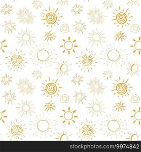 Suns hand drawn doodles Seamless pattern background vector illustration.. Suns hand drawn doodles Seamless pattern background vector illustration