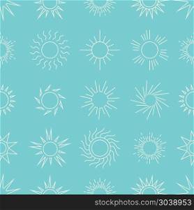 Suns in the sky seamless pattern. Suns in the sky seamless pattern. Linear background star. Vector illustration