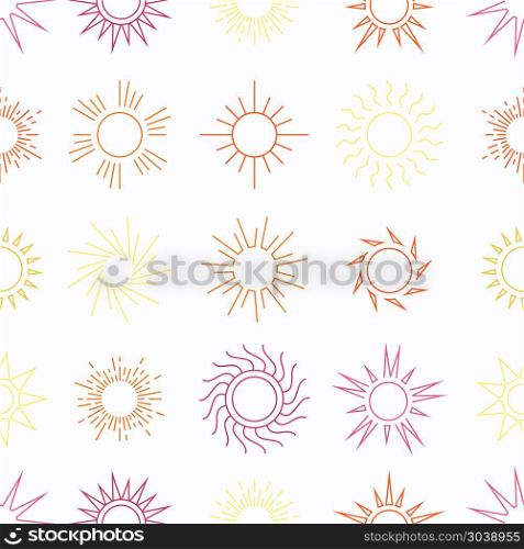 Suns in the sky seamless pattern. Suns in the sky seamless pattern. Sunny weather background. Vector illustration