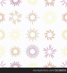 Suns in the sky seamless pattern. Suns in the sky seamless pattern. Sunny weather background. Vector illustration