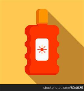 Sunscreen bottle icon. Flat illustration of sunscreen bottle vector icon for web design. Sunscreen bottle icon, flat style