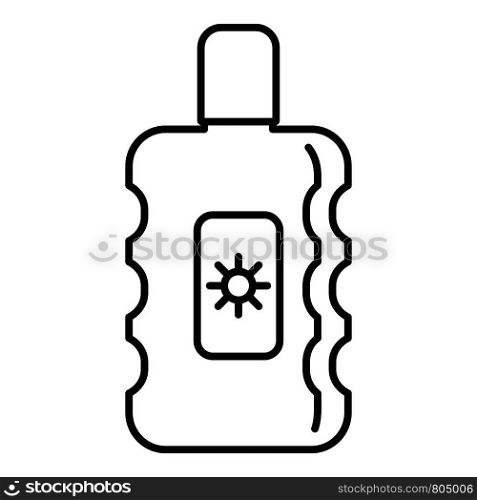 Sunscreen bottle icon. Outline sunscreen bottle vector icon for web design isolated on white background. Sunscreen bottle icon, outline style