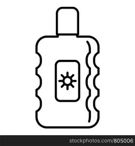 Sunscreen bottle icon. Outline sunscreen bottle vector icon for web design isolated on white background. Sunscreen bottle icon, outline style