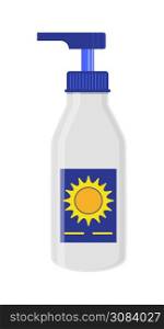 Sunscreen bottle icon vector. Protect the cream from sunburn, overheating and redness of the skin in the sun. Sun cream and body lotion illustration.. Sunscreen bottle icon vector. Protect the cream from sunburn, overheating and redness of the skin in the sun. Sun cream and body lotion