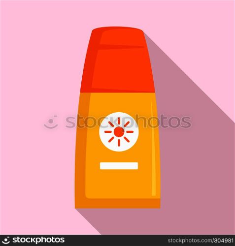 Sunscreen bottle lotion icon. Flat illustration of sunscreen bottle lotion vector icon for web design. Sunscreen bottle lotion icon, flat style