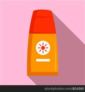 Sunscreen bottle lotion icon. Flat illustration of sunscreen bottle lotion vector icon for web design. Sunscreen bottle lotion icon, flat style