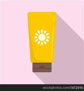 Sunscreen tube cream icon. Flat illustration of sunscreen tube cream vector icon for web design. Sunscreen tube cream icon, flat style