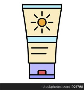 Sunscreen tube icon. Outline sunscreen tube vector icon color flat isolated on white. Sunscreen tube icon color outline vector