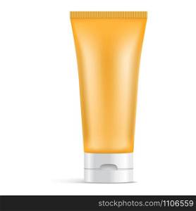 Sunscreen tube icon. Realistic illustration of sunscreen tube vector icon for web design. Sunscreen tube icon, realistic style