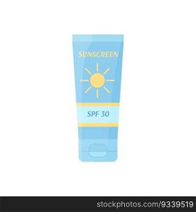 Sunscreen tube isolated. Sun cream in package. Protection of skin in summer from solar ultraviolet light. Flat vector illustration on white background.. Sunscreen tube isolated. Sun cream in package. Protection of skin in summer from solar ultraviolet light. Flat vector illustration on white background